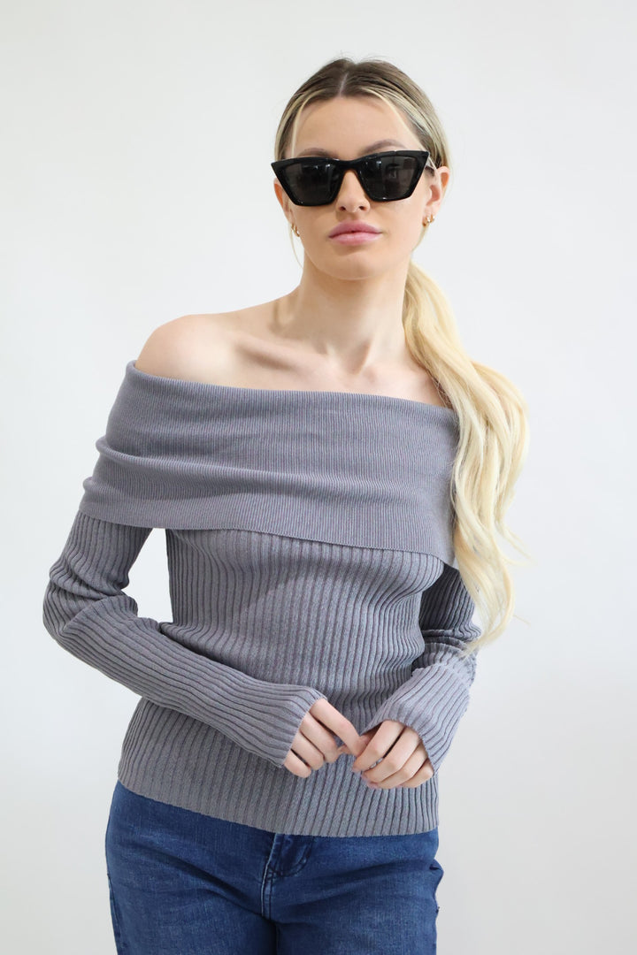 Off The Shoulder Fitted Sweater