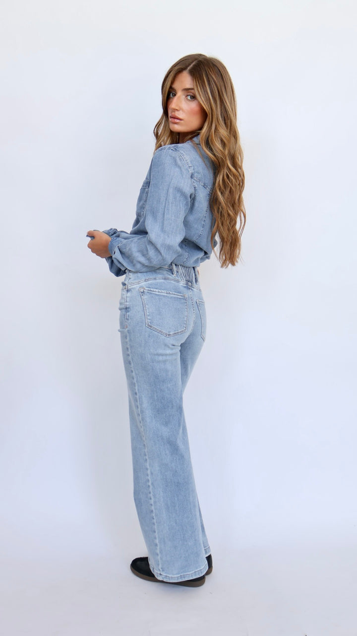 Dear John Denim Fiona Wide Leg Jeans Bluewood