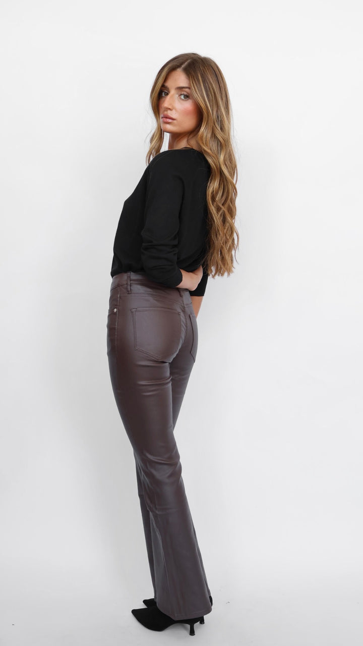 Dear John Denim Jaxtyn Wax Coat Flare Jeans Cappuccino