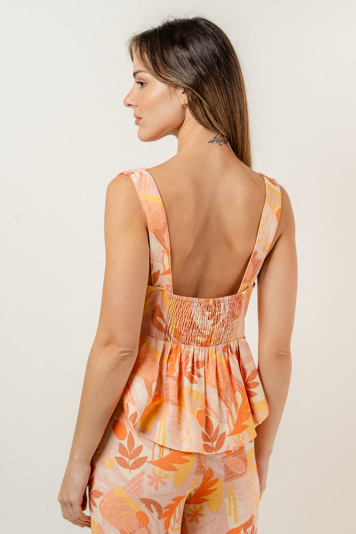 Summer Print Tie Front Top