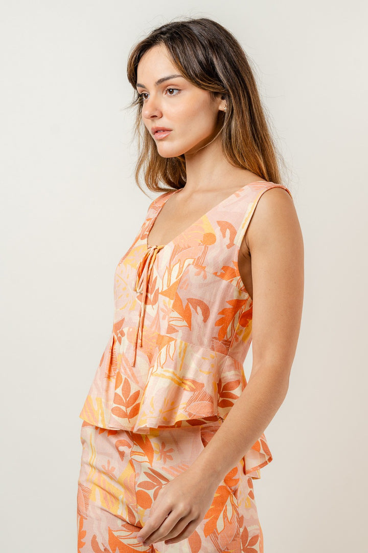 Summer Print Tie Front Top