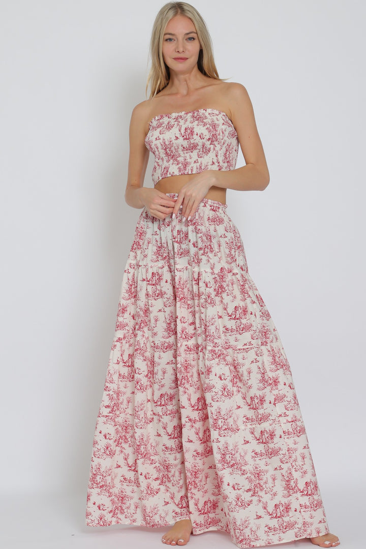 Shirred Print Tube Top