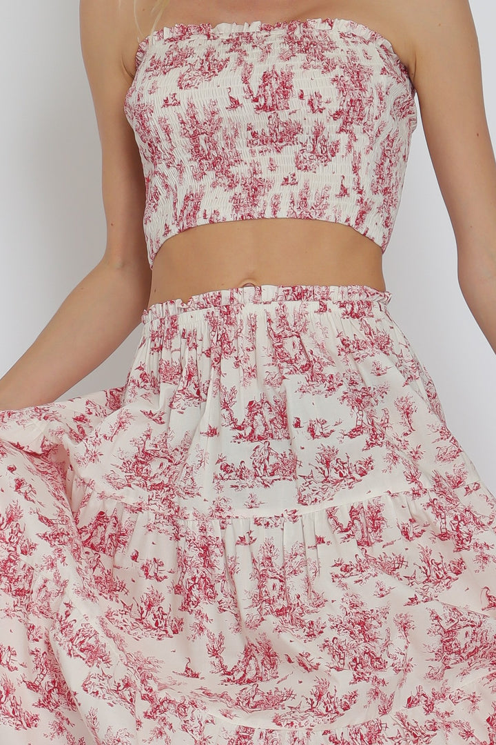 Shirred Print Tube Top