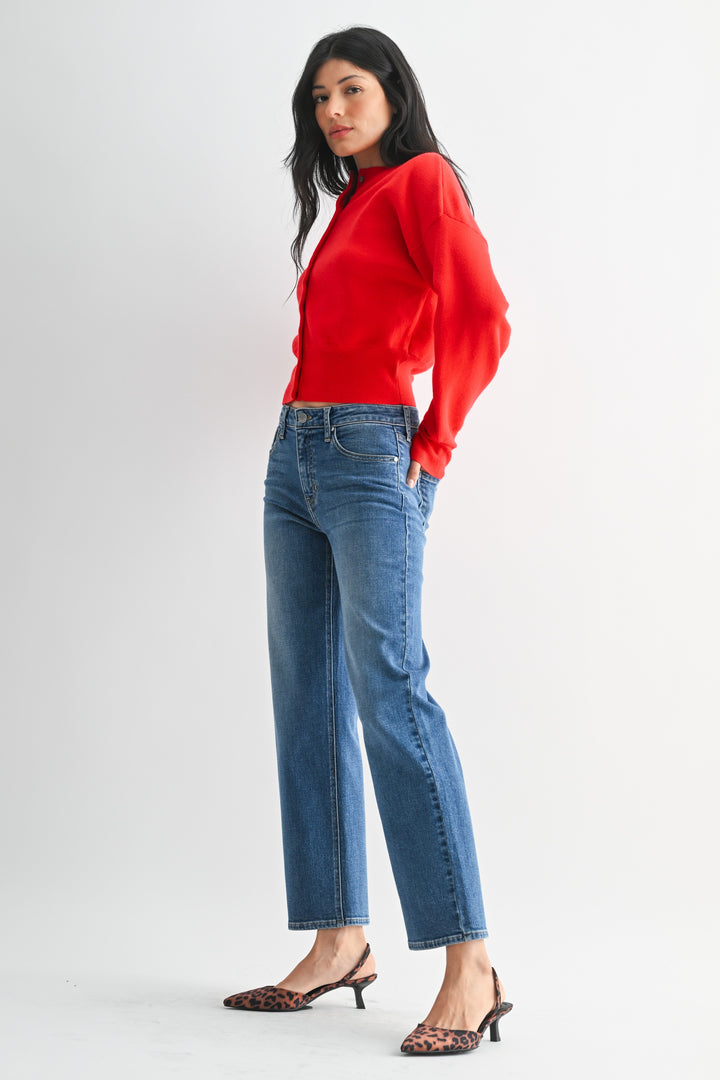 Just Black Denim Mid Rise Slim Wide Leg Jeans