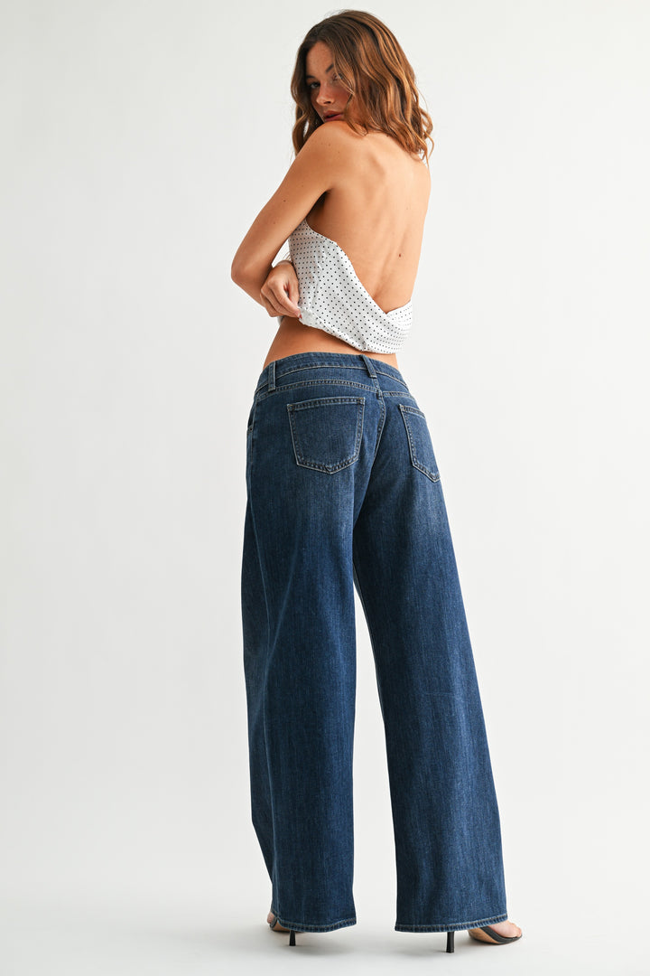 Just Black Denim Stretch Mid Rise Palazzo Jeans