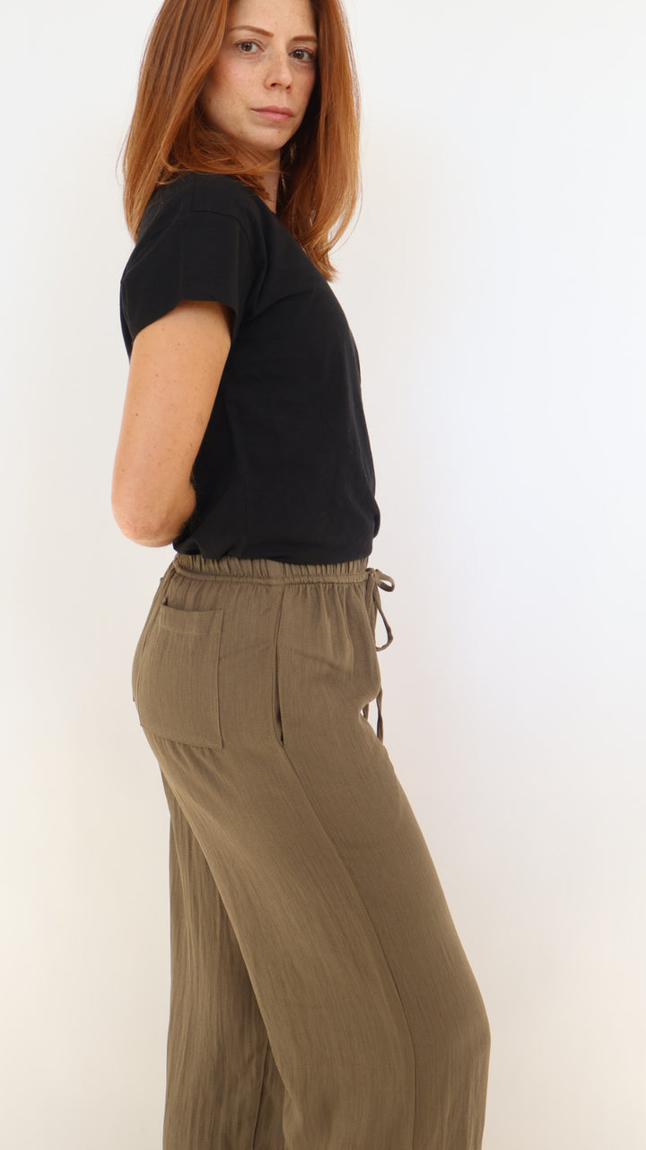 Drawstring Wide Leg Pant With Pockets