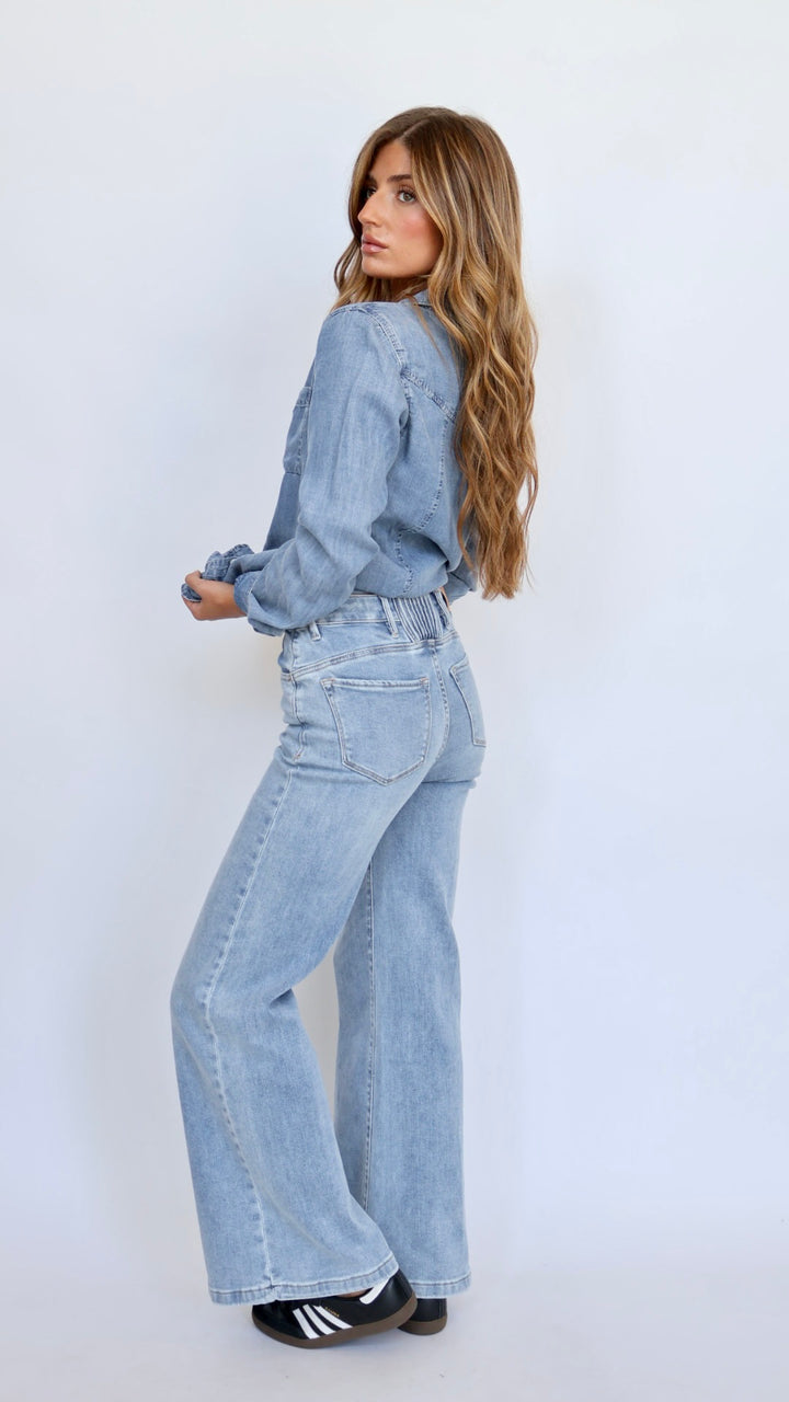 Dear John Denim Fiona Wide Leg Jeans Bluewood