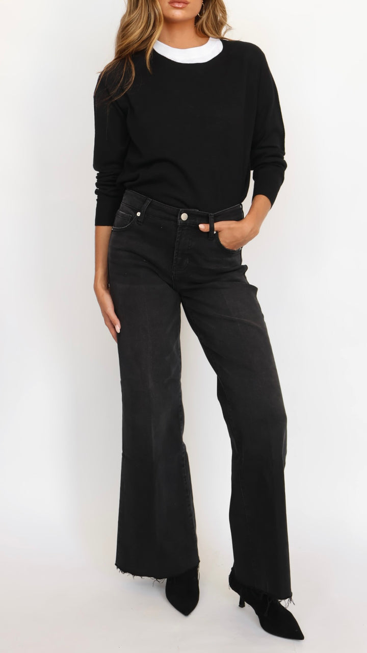 Dear John Denim Mid Rise Wide Leg Jeans Mica Jet Set