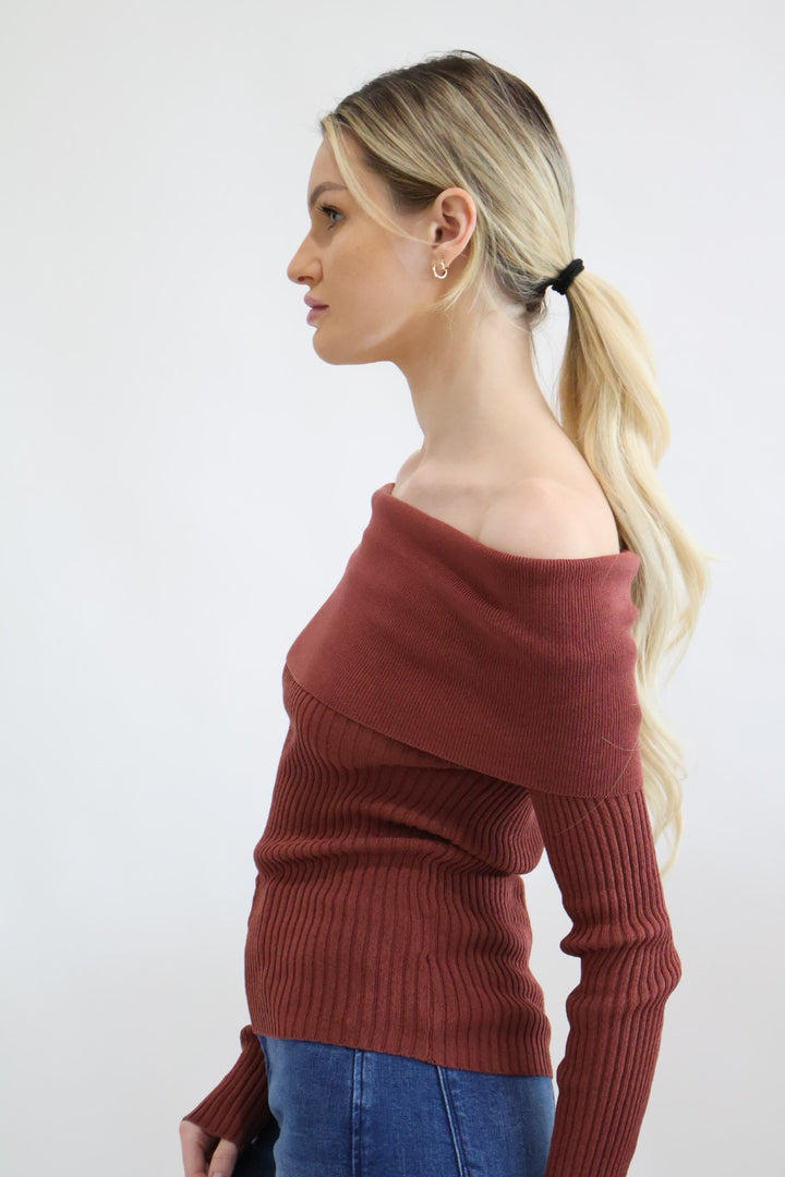 Off The Shoulder Fitted Sweater