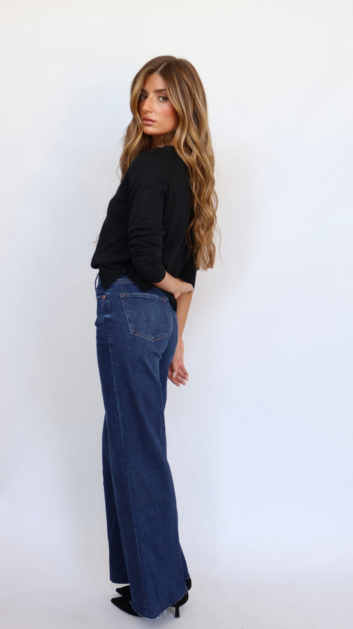 Dear John Denim Fiona Wide Leg Jeans Dark Knight