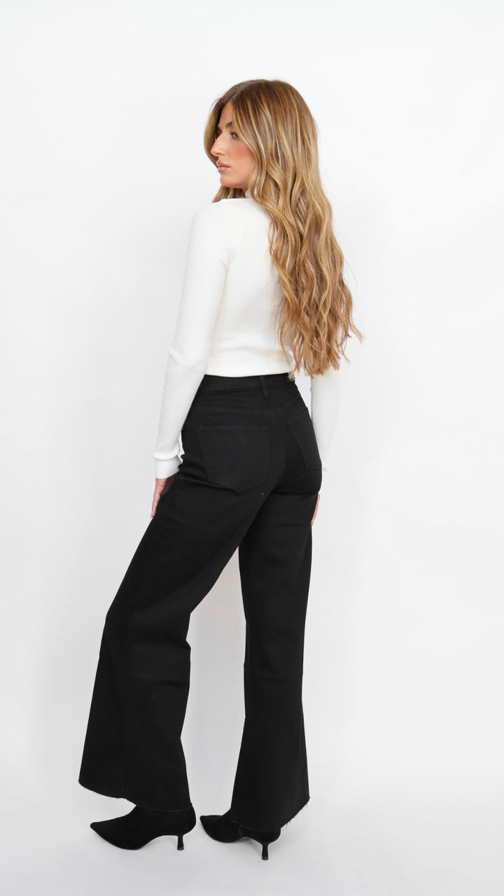 Dear John Denim Fiona Wide Leg Jeans Black Arrow