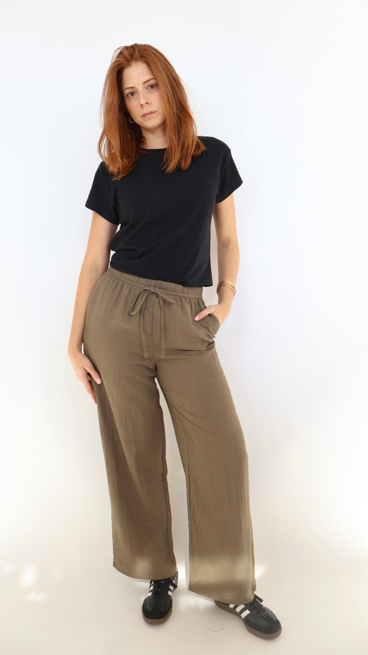Drawstring Wide Leg Pant With Pockets