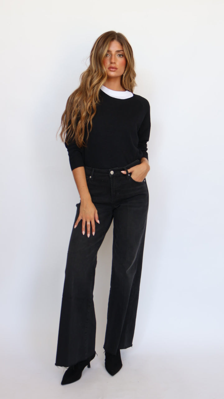 Dear John Denim Mid Rise Wide Leg Jeans Mica Jet Set