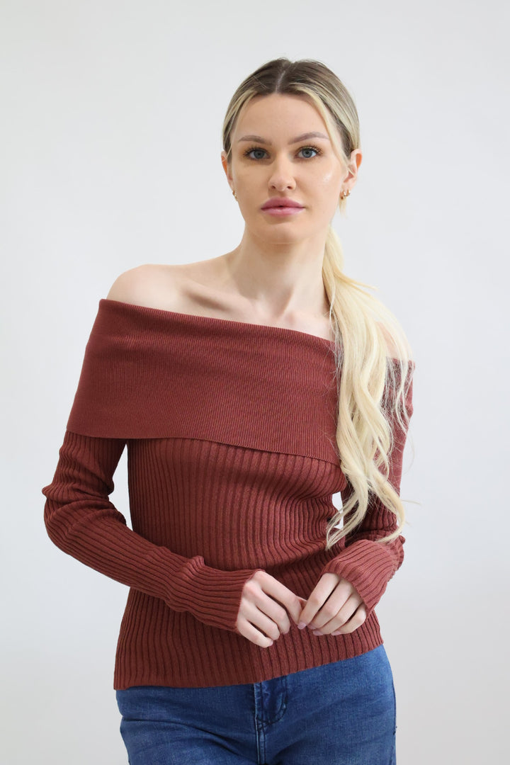 Off The Shoulder Fitted Sweater