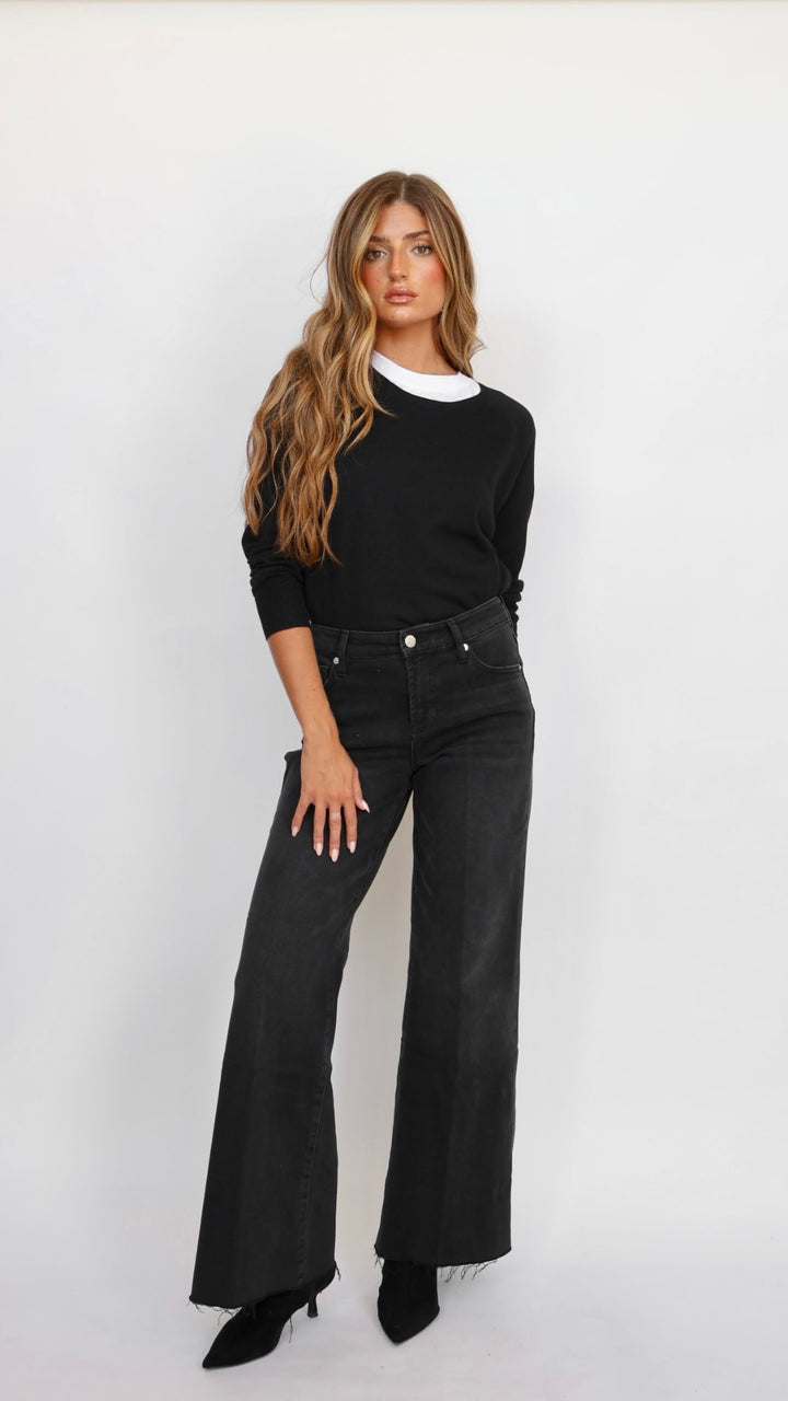 Dear John Denim Mid Rise Wide Leg Jeans Mica Jet Set