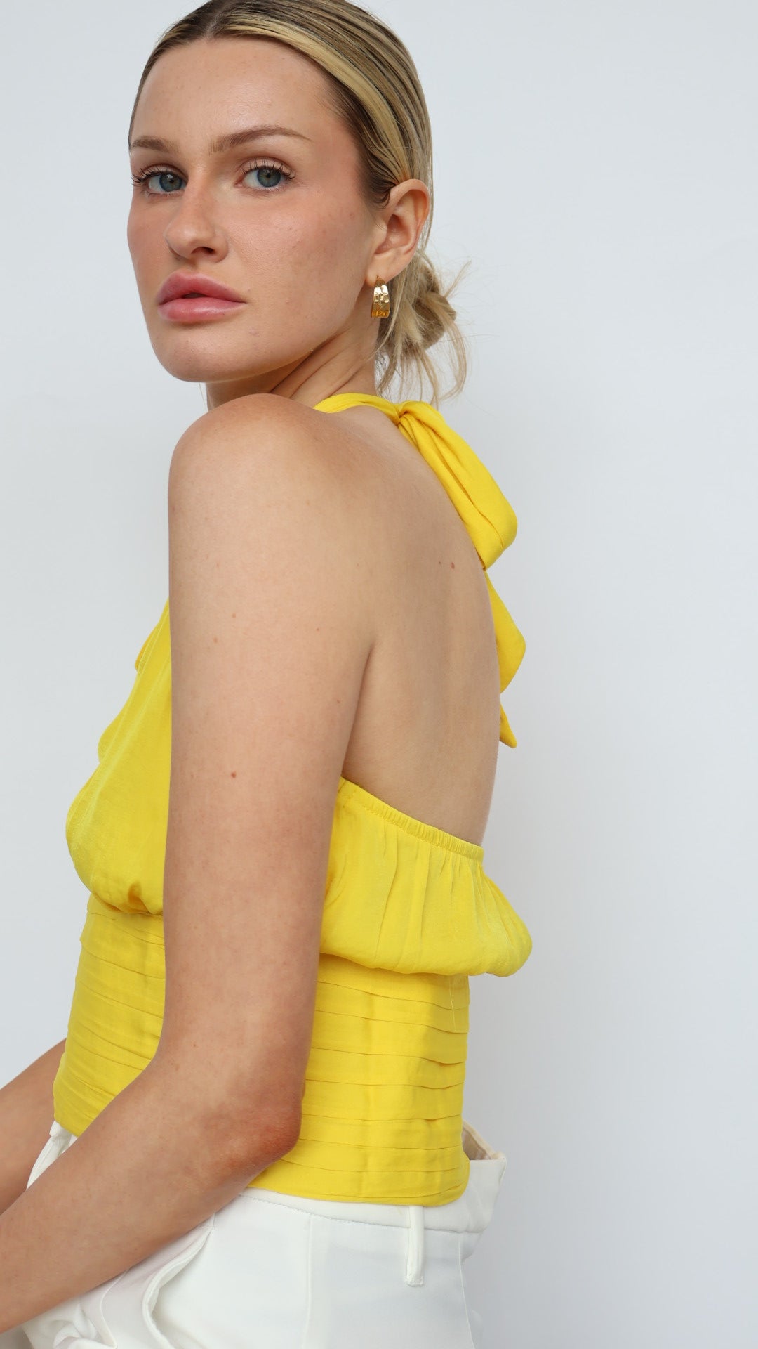 Shirred Waist Halter Top