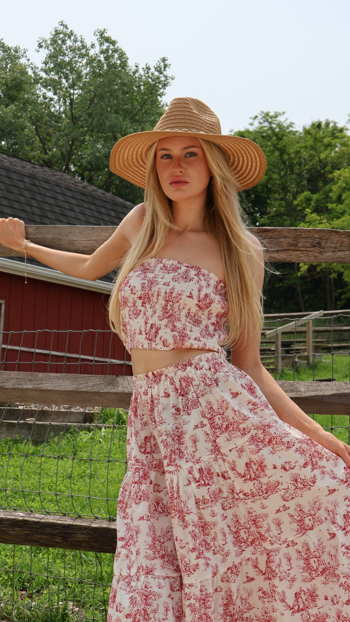 Shirred Print Tube Top