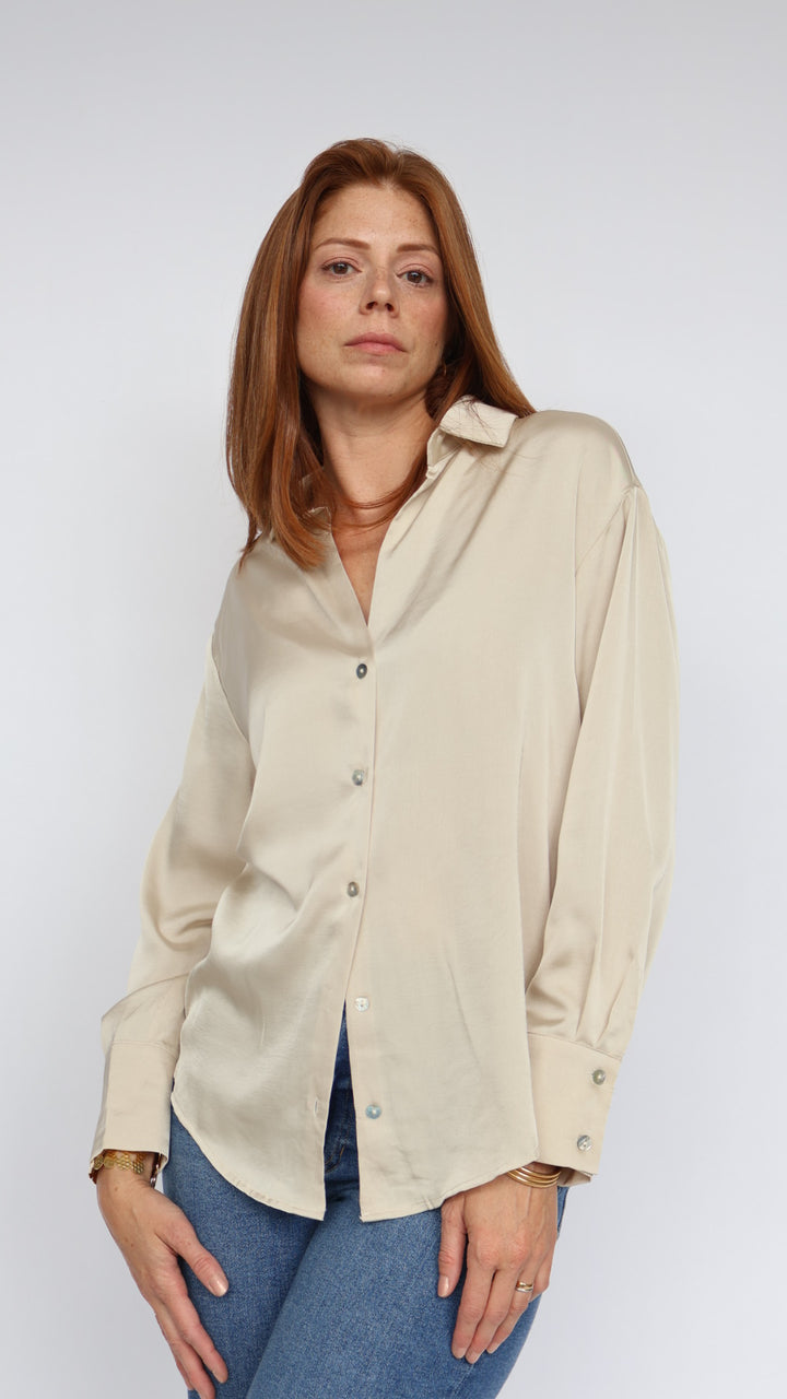 Satin Button Down Blouse