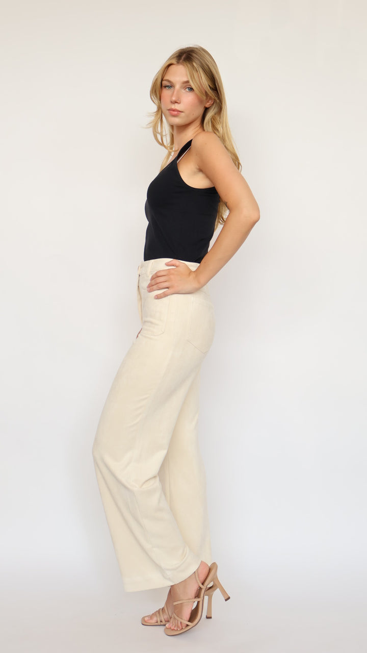 Faux Suede Wide Leg Pants