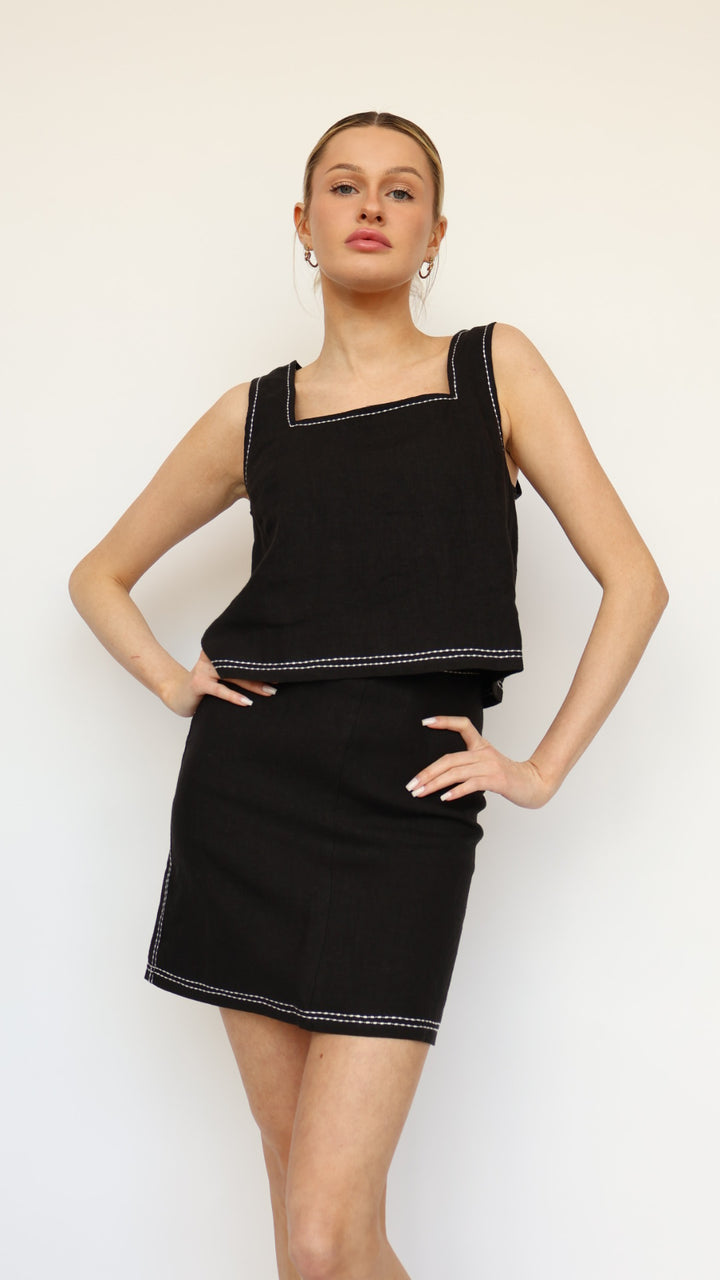 Bonez Contrast Stitch Mini Skirt