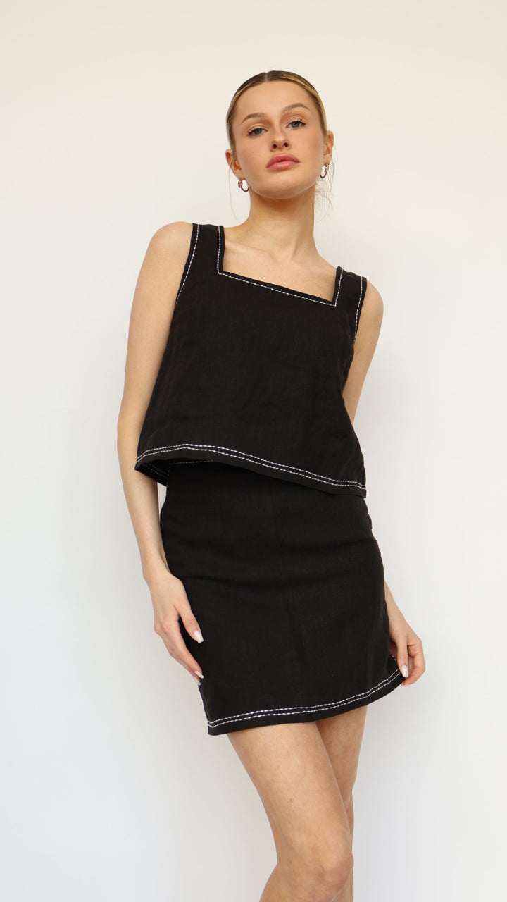 Bonez Contrast Stitch Mini Skirt