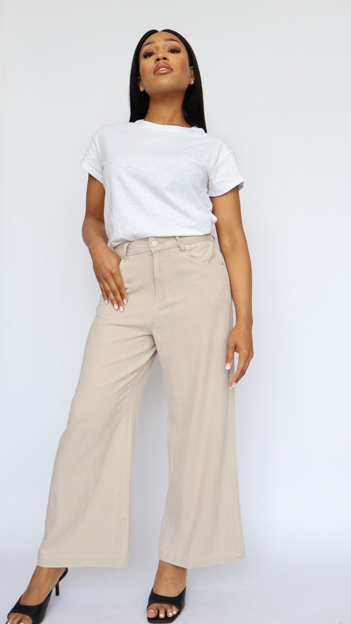 Dear John Denim Audrey Wide Leg Linen Pant Stone