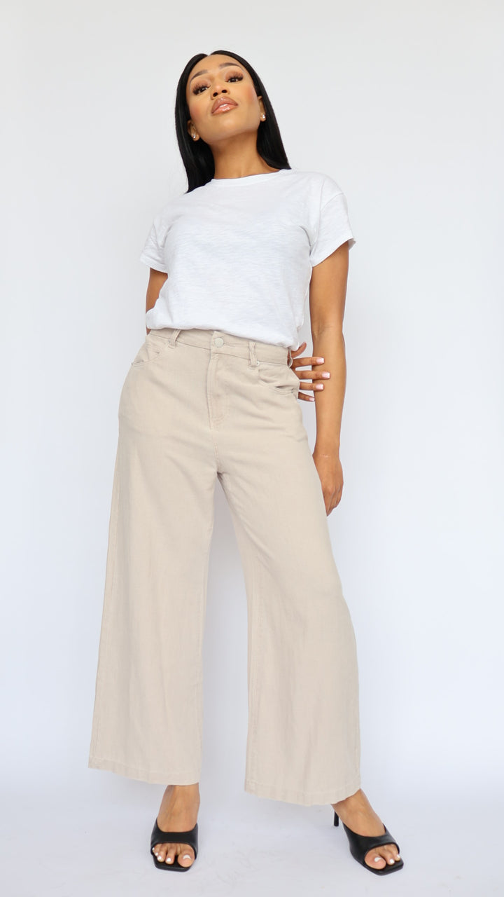 Dear John Denim Audrey Wide Leg Linen Pant Stone