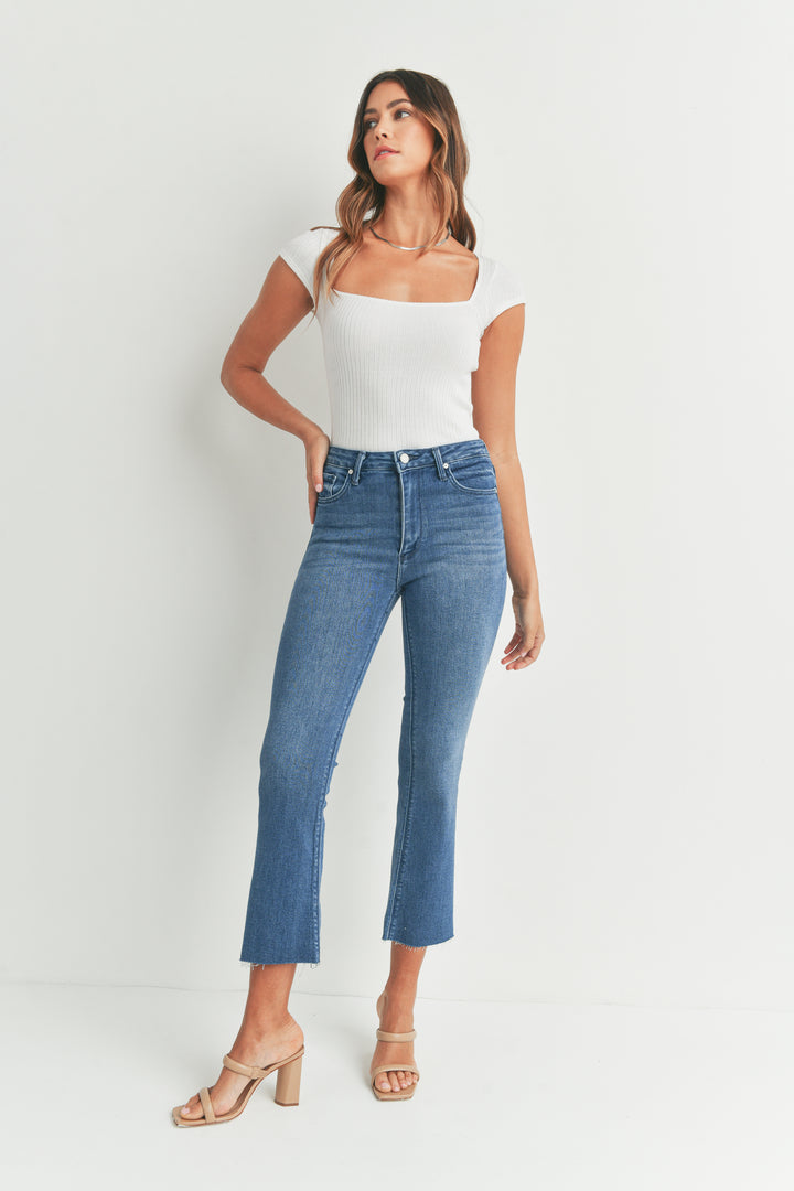 Just Black Denim Cropped Demi Flare Jeans