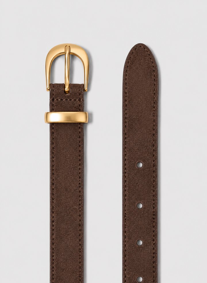 Gold Curve Suede Belt