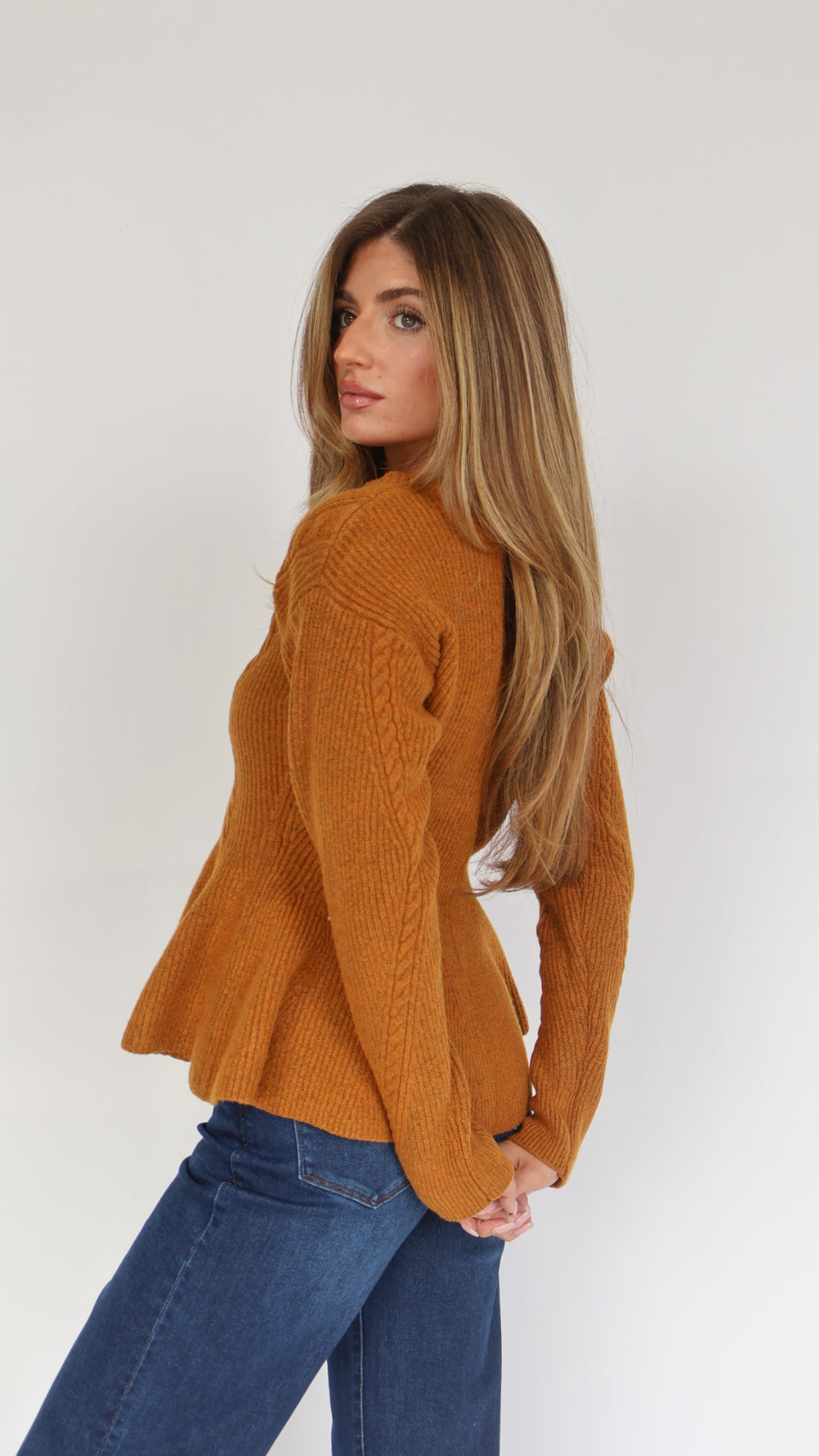 Steve Madden Courtney Peplum Button Front Sweater