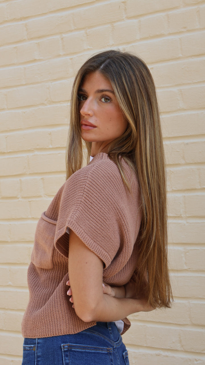 Elan Cap Sleeve Pocket Sweater