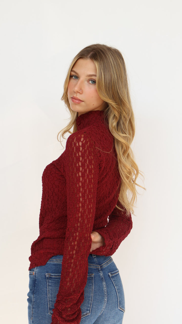 Lost + Wander Sistine Tale Top Lace Mock Neck Top
