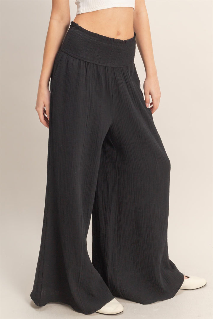 Lightweight Gauze Wide Leg Pants