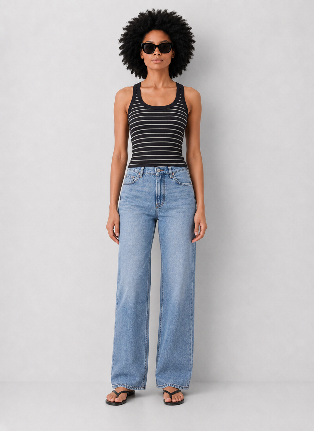 Z Supply Rowe Striped Scoop Tank - Ash Black