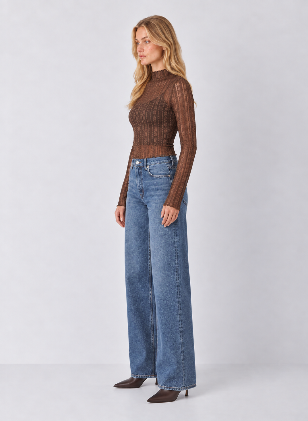 Sheer Lace Long Sleeve Top
