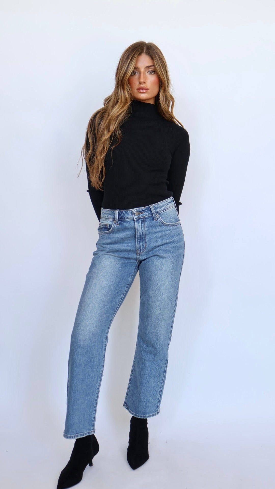 Just Black Denim 90's Stretch Straight Leg Jeans