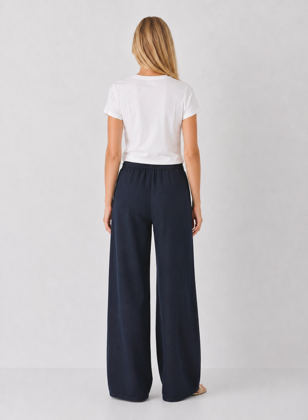 Drawstring Linen Blend Wide Leg Pants
