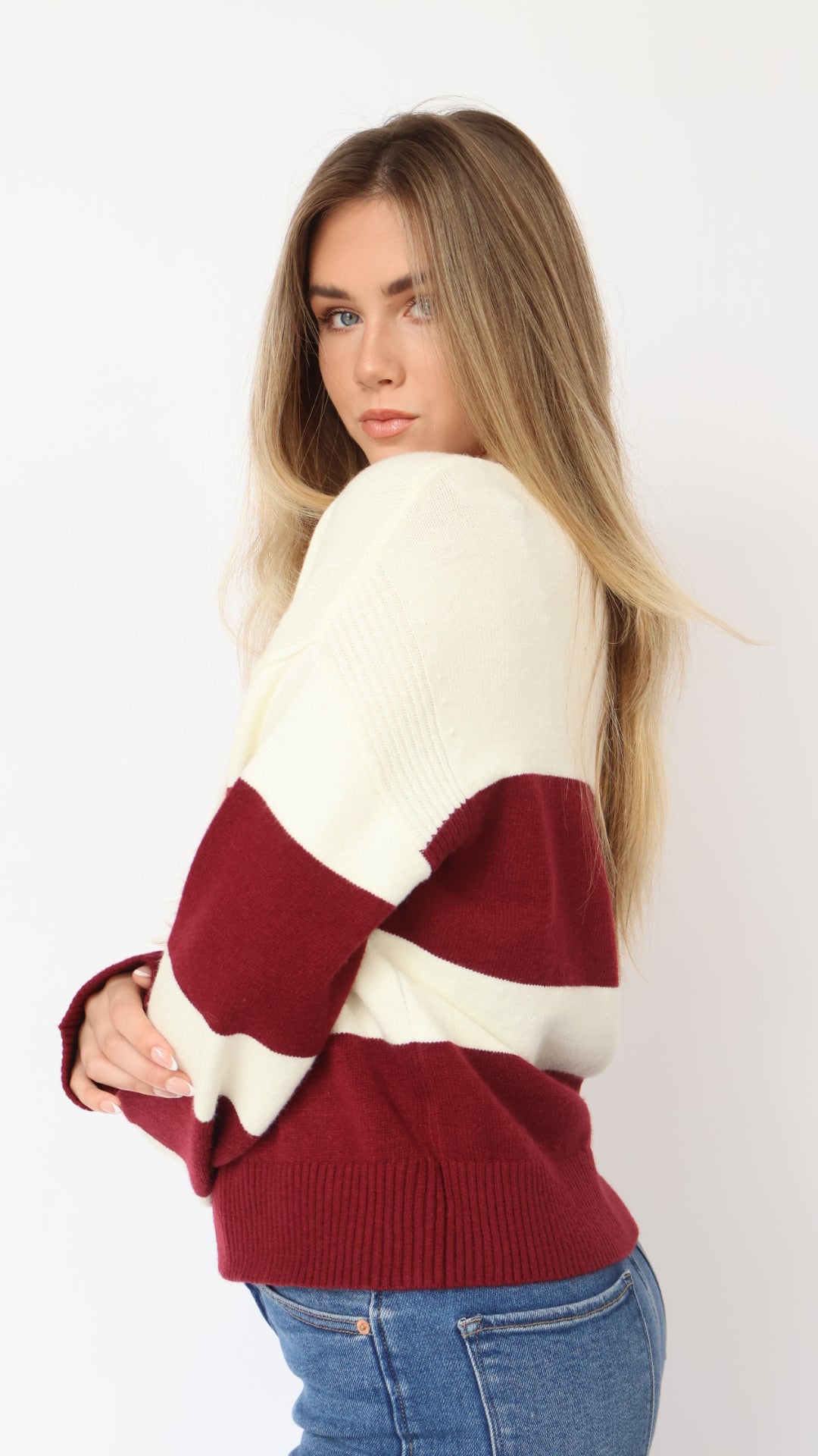 Thread & Supply Tabitha Burgundy Stripe Sweater