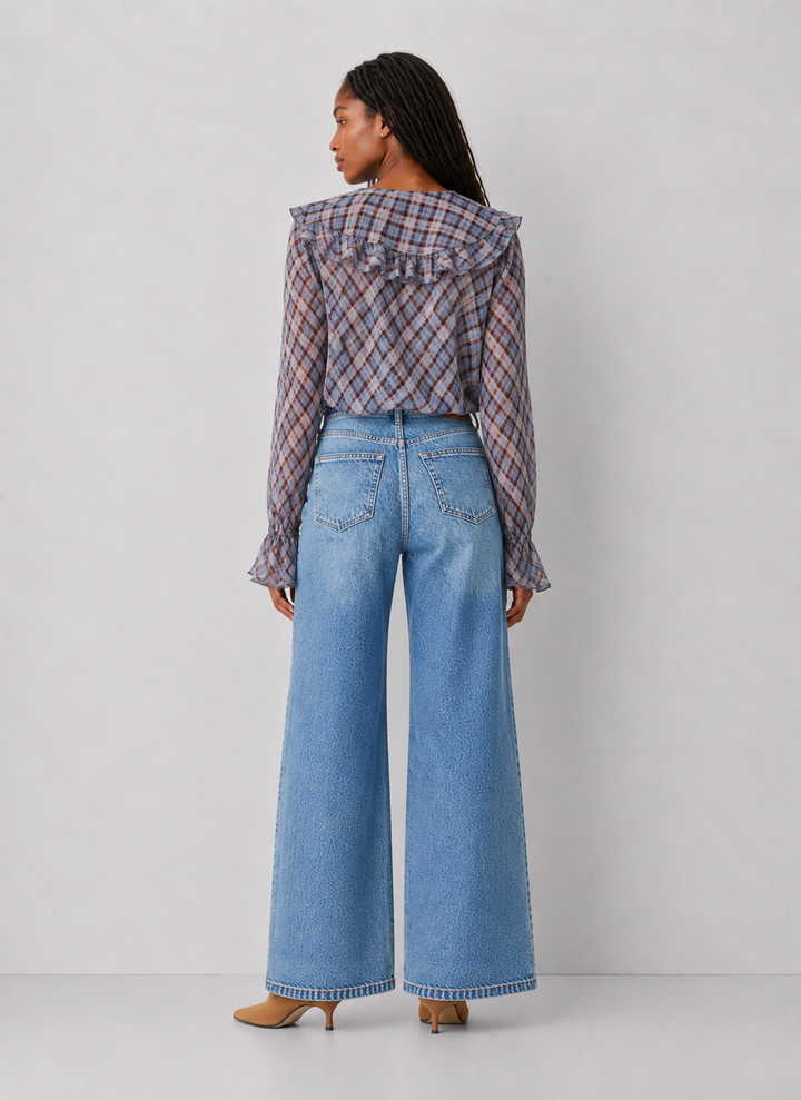 Delaney Ruffle Plaid Blouse