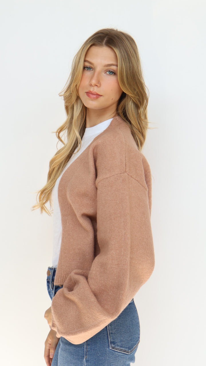 Open Front Crop Cardigan Sweater