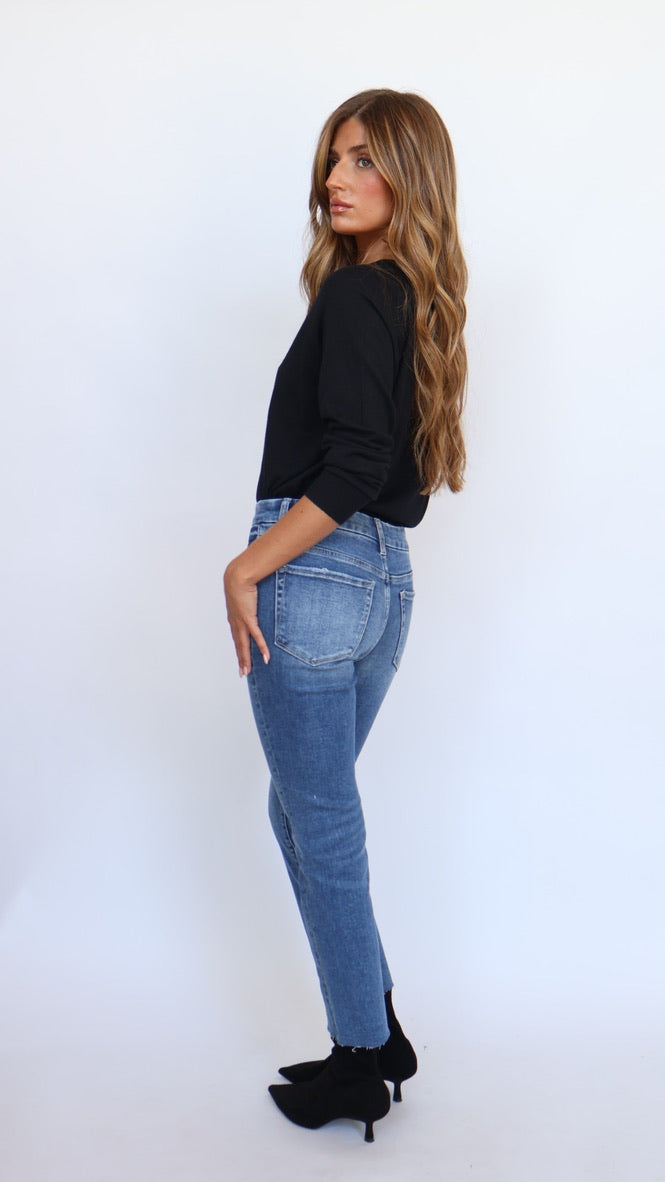 Vervet Mid Rise Crop Slim Straight Jeans