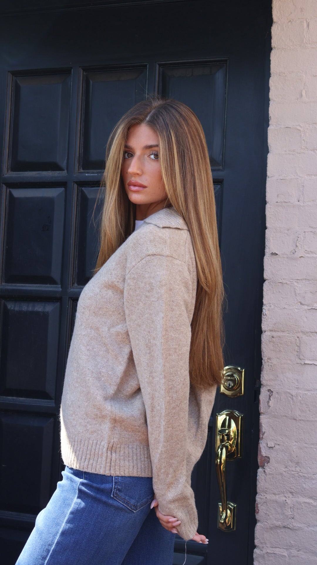 Pinch Blair V Neck Collared Classic Sweater