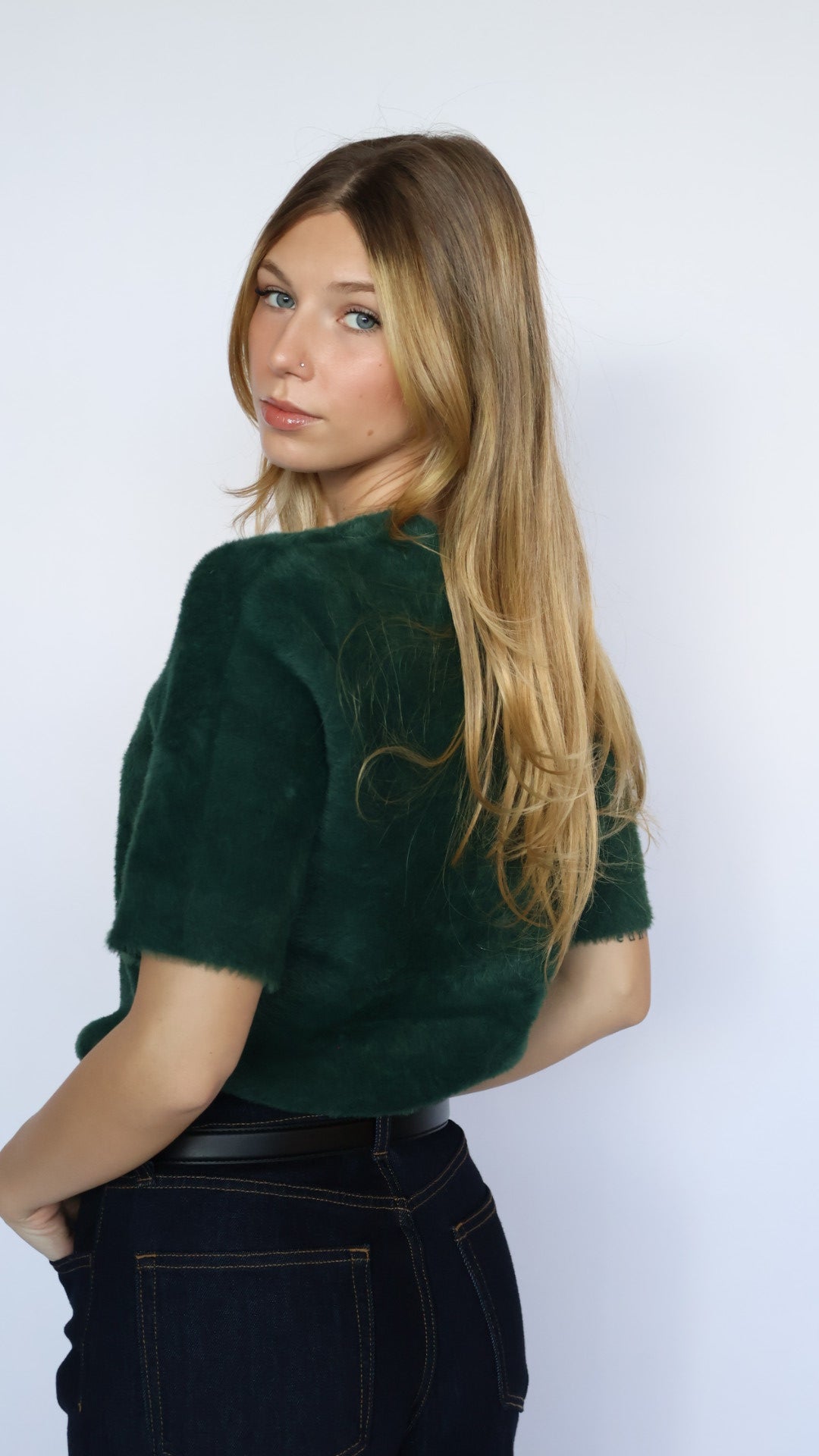 Susie Fluffy Short Sleeve Sweater