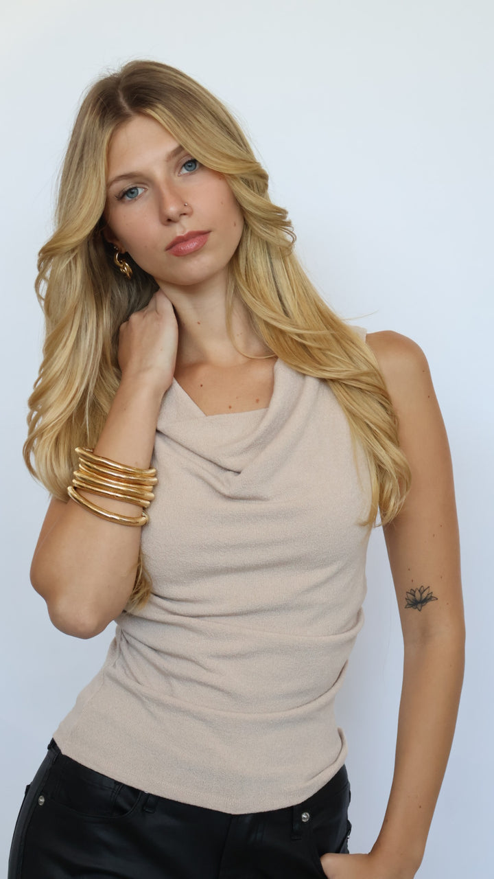 Women’s Ruched Cowl Neck Top