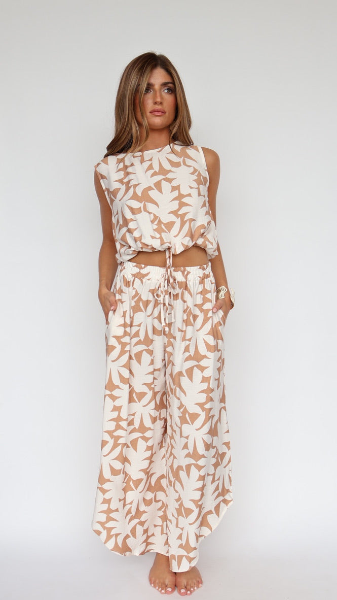Carter Print Palazzo Linen Pant