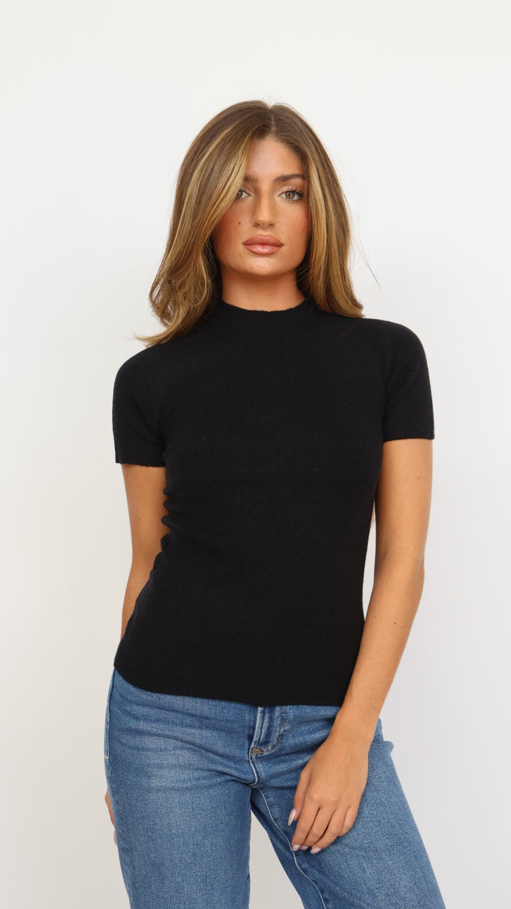Soft Knit Short Sleeve Sweater Top