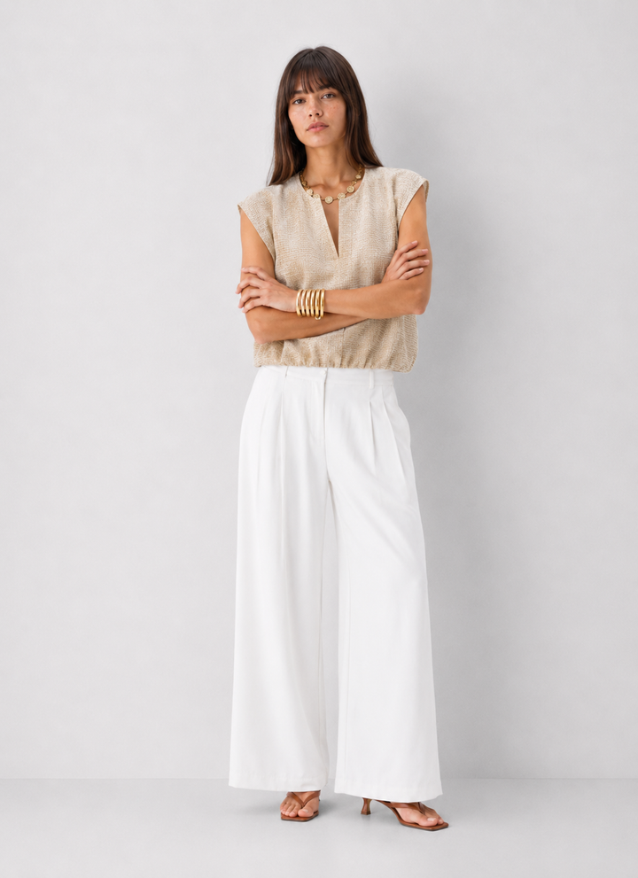 Textured Pleated Top