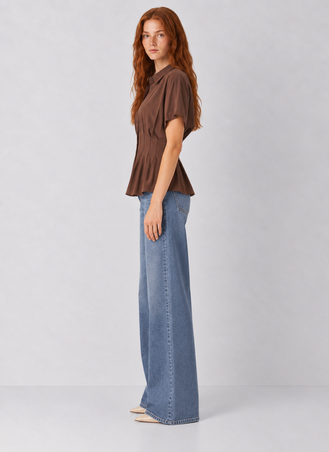 Suede Button-Down Blouse
