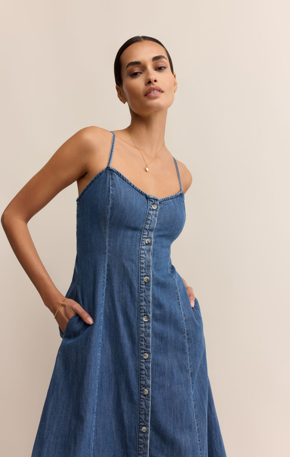 Angel Eyes Denim Midi Dress