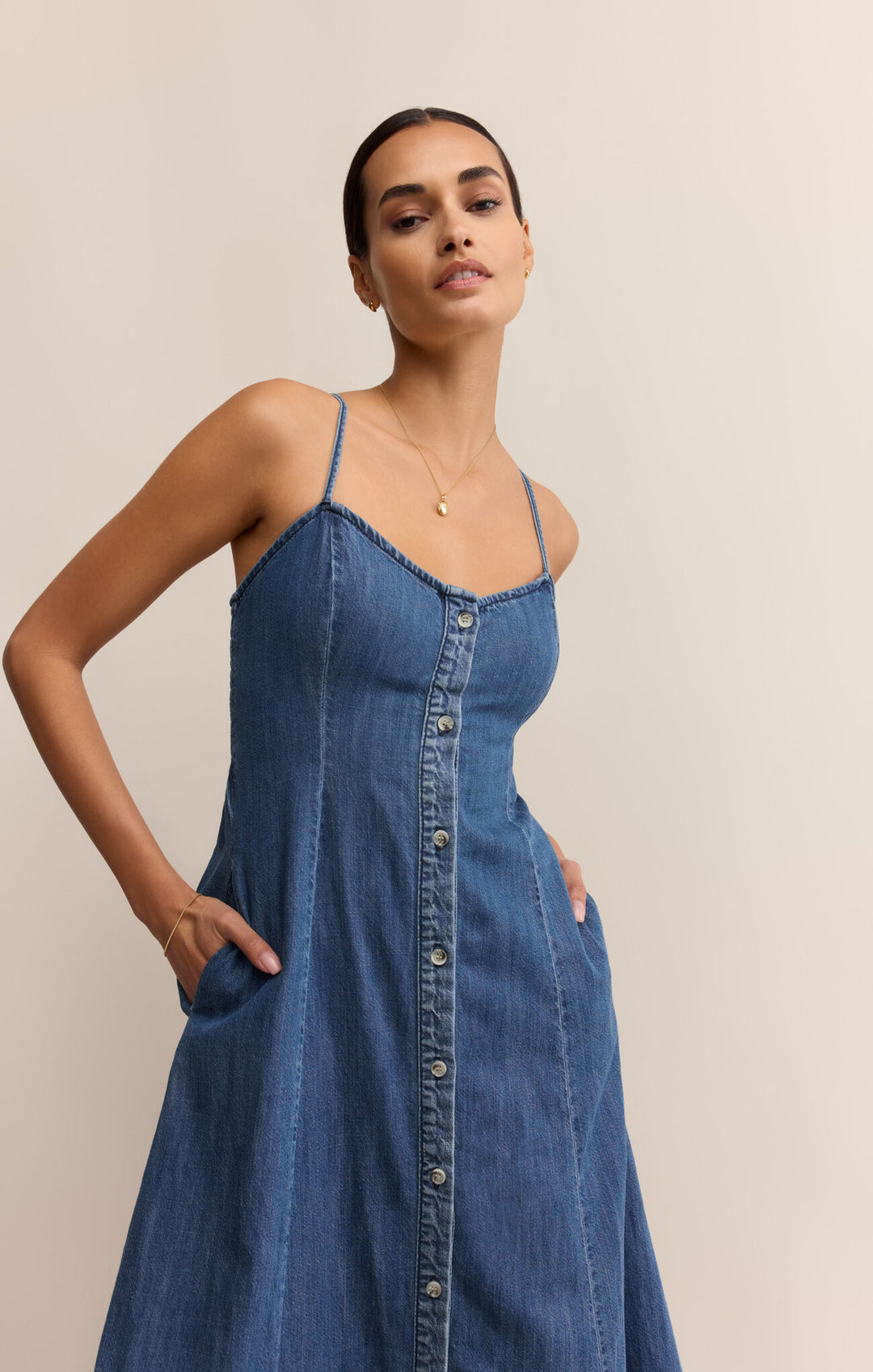 Z Supply Angel Eyes Denim Midi Dress